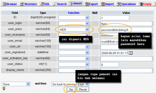 WordPress Change Password via Phpmyadmin