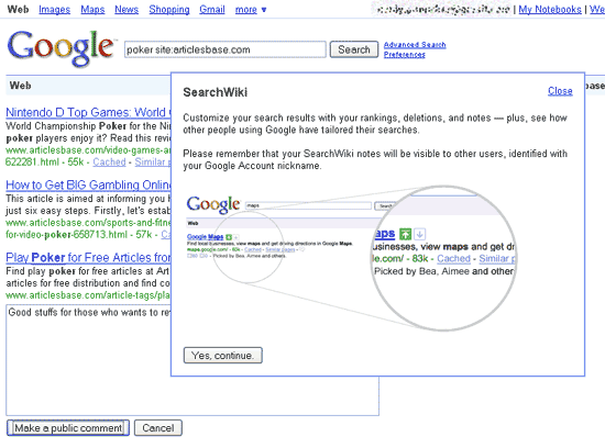 google searchwiki screenshot